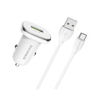 BOROFONE BZ12A Lasting Power QC3.0 Auto-Oplader + USB-C Kabel Wit