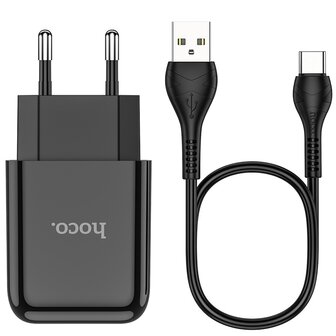 HOCO N2 Vigour Oplader + USB-C Kabel Zwart