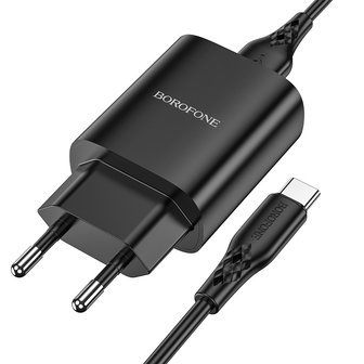 BOROFONE BN1 Innovative Oplader + USB-C Kabel Zwart