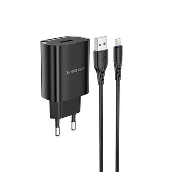 BOROFONE BN1 Innovative Oplader + Lightning Kabel Zwart