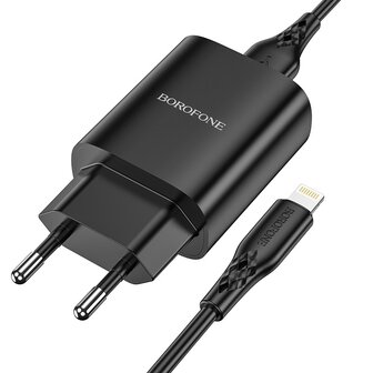 BOROFONE BN1 Innovative Oplader + Lightning Kabel Zwart