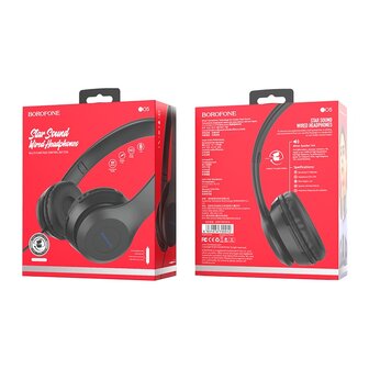 BOROFONE BO5 Star Sound Koptelefoon 3.5mm Jack Zwart