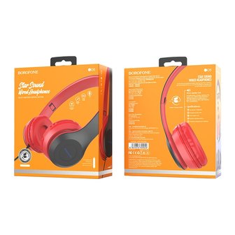 BOROFONE BO5 Star Sound Koptelefoon 3.5mm Jack Rood