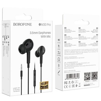 BOROFONE BM30 Pro Original Oordopjes 3.5mm Jack Zwart