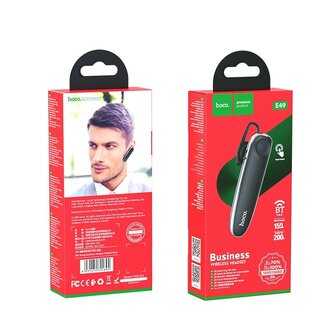 HOCO E49 Young Business Bluetooth Headset Zwart