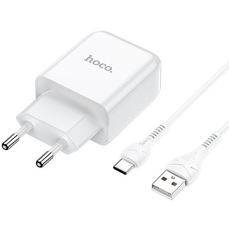 HOCO N2 Vigour Oplader + USB-C Kabel Wit