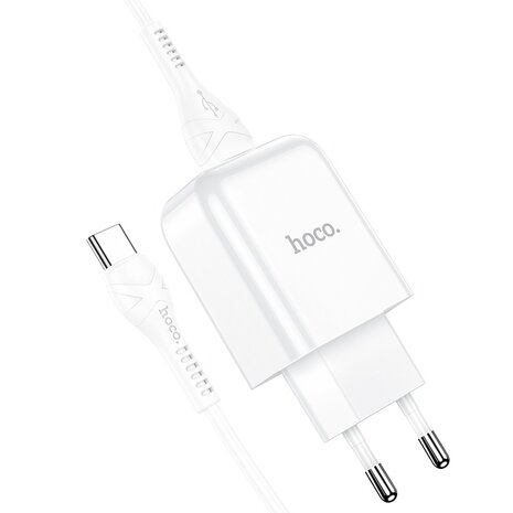 HOCO N2 Vigour Oplader + USB-C Kabel Wit