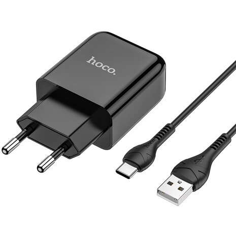 HOCO N2 Vigour Oplader + USB-C Kabel Zwart