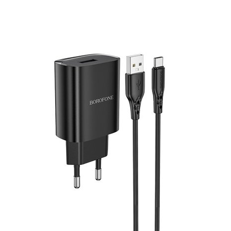 BOROFONE BN1 Innovative Oplader + USB-C Kabel Zwart