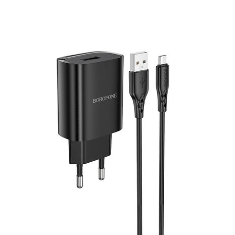 BOROFONE BN1 Innovative Oplader + Micro-USB Kabel Zwart