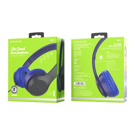 BOROFONE BO5 Star Sound Koptelefoon 3.5mm Jack Blauw