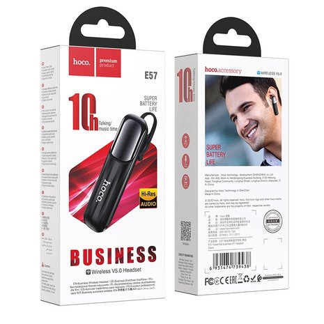 HOCO E57 Essential Business Bluetooth Headset Zwart