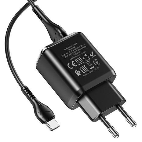 HOCO N6 Charmer QC3.0 Oplader 2-poorten + USB-C Kabel Zwart