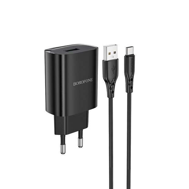 BOROFONE BN1 Innovative Oplader + USB-C Kabel Zwart